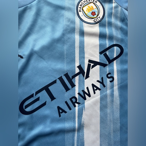 Haaland #9 Man City S-L Home Soccer Jersey light blue - Picture 4 of 5